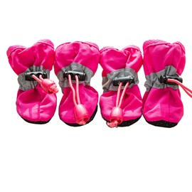 Leconpet Dog Shoes Waterproof Dog Boots for Small Medium Large Dogs with Soft Anti-Slip Sole, Suitable for Rainy Weather Outdoor Walking, Adjustable Elastic Straps, Reflective at Night (Rose, 2)