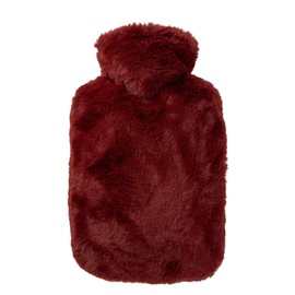 Hugo Frosch Hot Water Bottle Classic 1.8 L with Cover Long Hair Fleece Autumn Red