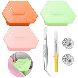 Celepoir Pack of 3 Magnetic Seam Guide, Polygonal Magnetic Seam Guide with Sewing Machine Spools, Seam Rippers & Tweezers, Multifunctional Sewing Accessories for Sewing Machine, for Precise Hemming