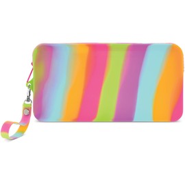 iscream Silicone Popper Zip Closure 7.75" Pencil Case - Rainbow Sherbert