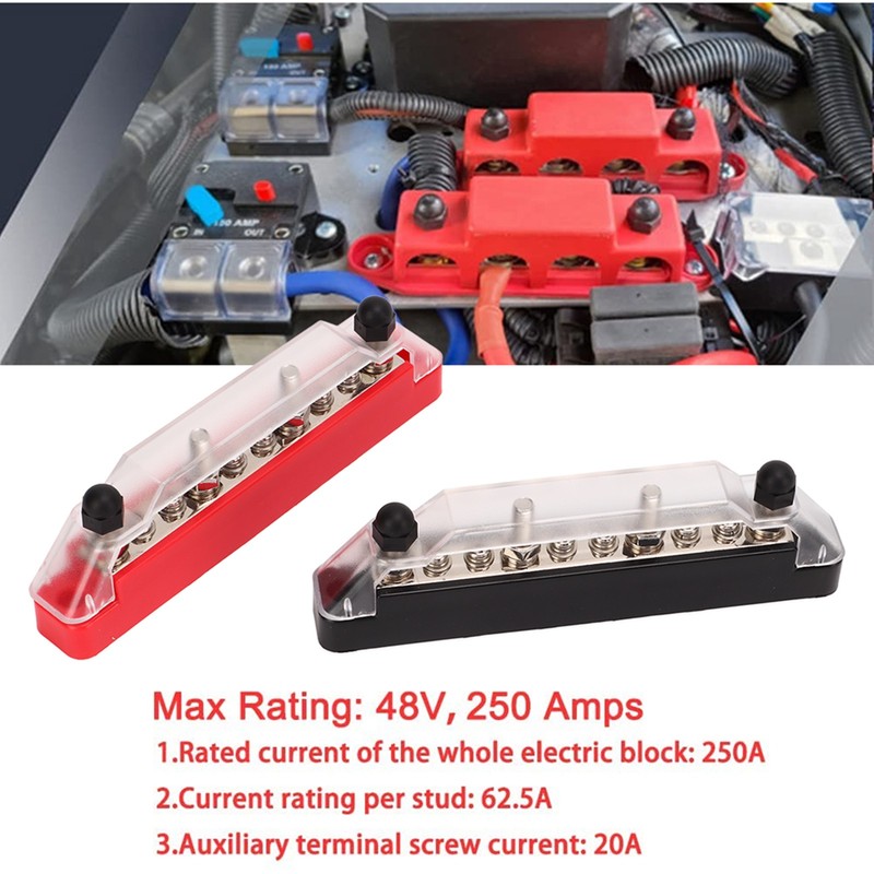 10 Way Power Distribution Block Bus Bar M6 Studs M4