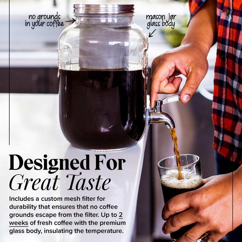 Willow & Everett Cold Brew Coffee & Iced-Tea Maker Pitcher,