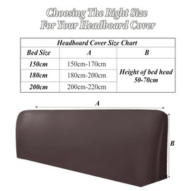 Bed Headboard Covers, PU Leather Bed Headboard Cover, Bed Headboard Cover Leather, Dustproof Stretchy Headboard Cover, Dustproof Protective Cover for Bedroom Headboard (Coffee Colour, 180 cm)