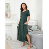 Nieery Women Nightdress Long Style Short Sleeve Nightgown, V Neck