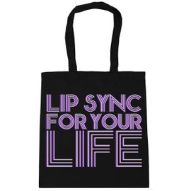 Hippowarehouse Lip sync for your life Tote Shopping Gym Beach Bag 42cm x38cm, 10 litres