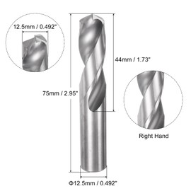 uxcell Solid Carbide Drill Bit, 12.5mm (0.492") YG6X/C3 Micro-Grain Tungsten Carbide Short Twist Drill Bits Straight Shank for Drilling Stainless Steel Aluminum Metal Plastic