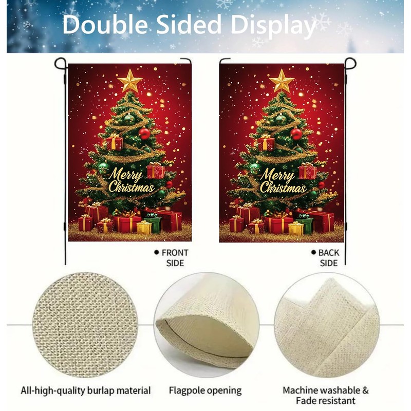 Merry Christmas Trees Garden Flags for Outside 12x18 Inch Double
