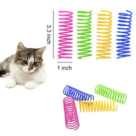 AegatarLue 16 Pack Cat Spring Toy Colorful Cat Creative Toy for Kill Time and Keep Fit, 4 Colors Cats Spiral Spring Plastic Creative Cats Toys for Indoor Playing Swatting Biting (16 Pcs, L)