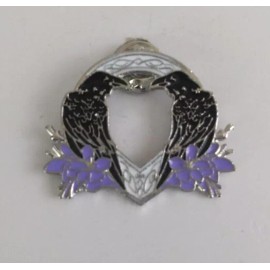 New Beautiful Black Ravens With Purple Flowers Enamel Lapel Hat Pin