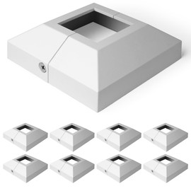 Wocepu 8 pcs 2"x2" Aluminum Deck Post Base Cover, for Deck railings, Stairs, Patios, Porches Split Deck Post Skirt (White)
