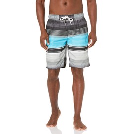 Kanu Surf mens Flex (Regular & Extended Sizes) Swim Trunks, Avalon Black/Aqua, Large US