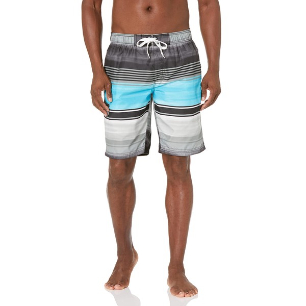 Kanu Surf mens Flex (Regular & Extended Sizes) Swim Trunks, Avalon Black/Aqua, Large US