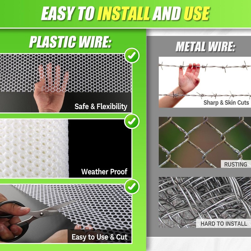 White Plastic Wire Mesh Fence Roll - 15.7IN x 20FT