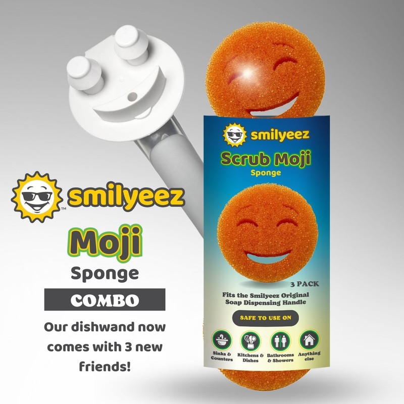 The Original Smiling Sponge Handle Soap Dispensing Handle by Smilyeez