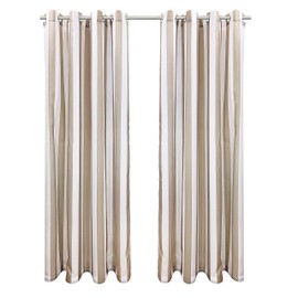 Loft Living Seaside Stripe Indoor/Outdoor Grommet Curtain Panel - Pair Each 50" x 108" in Linen