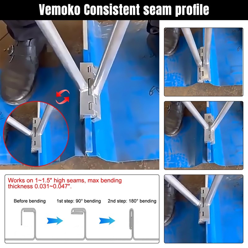 VEMOKO Professional Hand Seamers - Sheet Metal Tools, 2-in-1 Standing