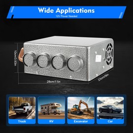 DOONARCES 12V Universal Under Dash Heater Kit for Car Truck 4 Ports Full Set Underdash Heater with Speed Switch Car Warmer Defroster Demister, Grey (4 Ports, 11 * 9 * 3.93in)