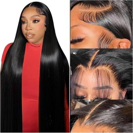 13X6 Lace Front Wigs Human Hair 26 Inch Body Wave Human Hair Wig HD Lace Frontal Glueless Wigs Human Hair Pre Plucked Bleached Knots with Baby Hair Natural Black