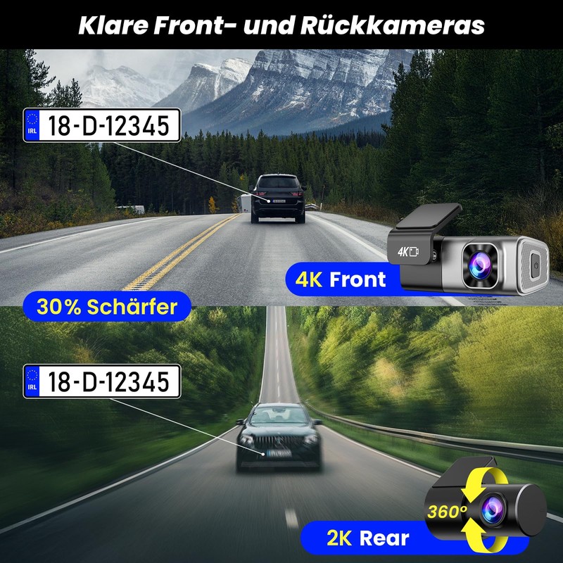 Dash Cam, 4K WiFi Dash Cam for Car, Dash Cam