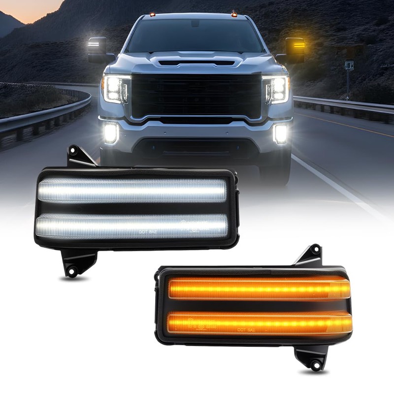 NJSBYL Amber LED Side Mirror Turn Signal Light Kits for
