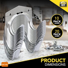 10Pack Wall Hooks for Garage Tool Storage, Tool Hanger Hooks Set, Ropes, Garden & Garage Tools Organizer, Wall Mount Garage Hooks