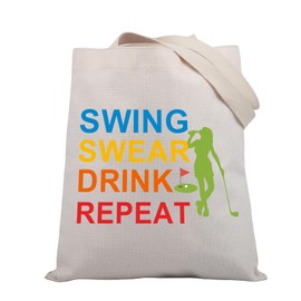 PLITI Golf Tote Bags For Women Golfer Golf Player Gift Swing Swear Drink Repeat Funny Golf Lover Shoulder Bag Golfing Gift (swing repeat TGU)