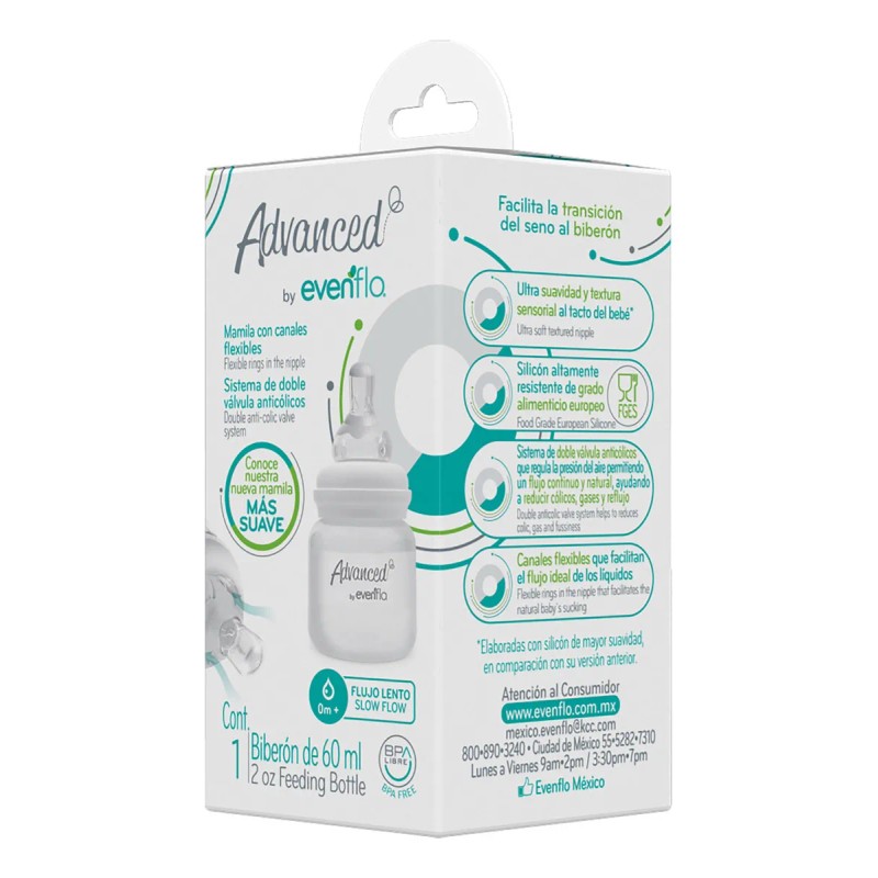 Biberón Evenflo 60ml flujo lento 0m+