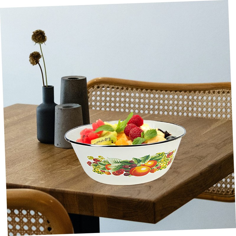 Mikinona Smooth Enamel Bowls with Lids Fresh Keeping Salad Bowls