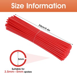 Pack of 72 Spoke Covers for Motorcycle, Durable Spoke Covers, Universal Spoke Cover, Bicycle Spoke Reflectors for Bicycles and Motorcycle Wheels, Full Cover (Red)