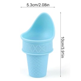 Vanleonet 4Pcs Ice Cream Cone Holder, 2024 New Plastic Ice Cream Snow Cone Rack, Kiddie Cones Ice Cream Scoops, Reusable Food Grade Ice Cream Cup Spoon For Birthday Party, Gifts For Kids