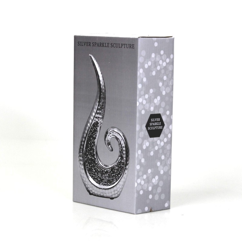 The Leonardo Collection Resin Stylish Silver Swirl Textured Diamonte Bling