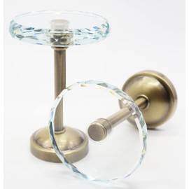 MERIVILLE Set of 2 Cut Crystal Window Drapery Medallion Holdbacks, Curtain Tiebacks, Wall Hook, Tassel Holder, Antique Brass