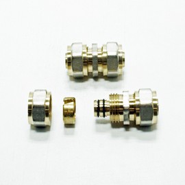 Pipetec Screw Fitting Coupling Transition 26 x 3 mm Connector for Multilayer Composite Pipe, DVGW, UBA Compliant, up to max. 100 °C