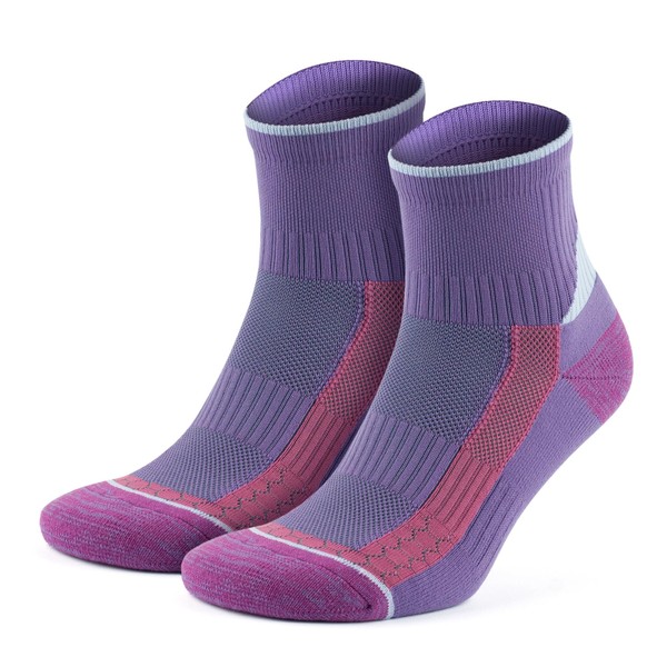 GoWith 2 Pairs Unisex Athletic Fit Running Socks, Anti-Blister Cushioned