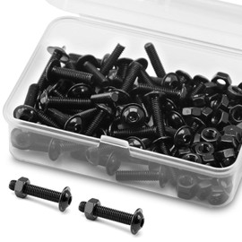 (50 Sets) M4 x 12 mm Allen Screws with Flange and Nut Set, 304 Stainless Steel Black Oxide, Pan Head Screws, Flange Screws