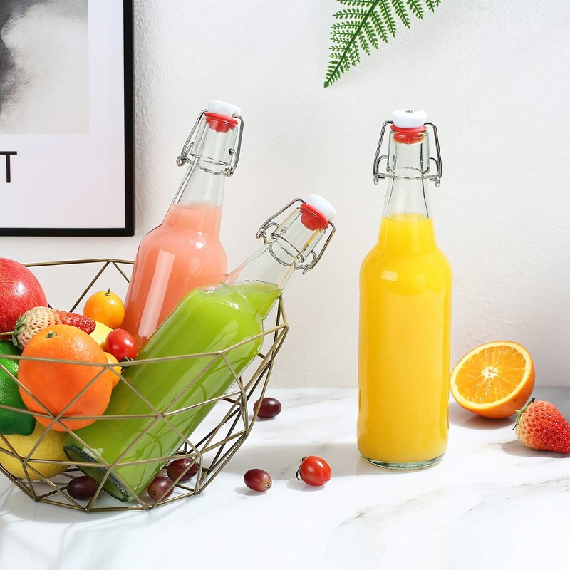 YEBODA Clear Glass Beer Bottles for Home Brewing with Easy