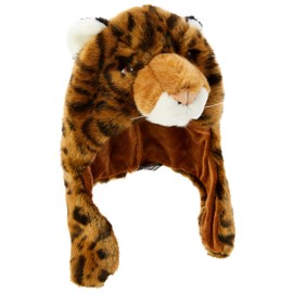 Kids Deluxe Leopard Hat for Boys Or Girls Super Soft Faux Fur with Ear Covers for Winter Warmth Comfort Trapper Style Animal 3D Ears Padded Nose Ideal for Outdoor Play Walking to School Age 3+