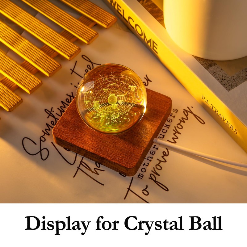 IFOLAINA LED Wood Light Base for Crystal Glass Art Crystal