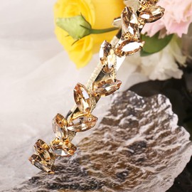 YARN & INK Gold leaf Handmade retro vintage chic Bling Rhinestone Crystal Headbands HairBand Hair Accessories for Women Girls(Gold leaf)