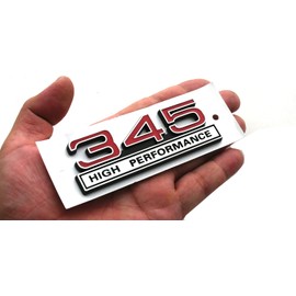 1pc 345 5.7 Liter High Performance Engine Emblems Badge 3D Decals Stickers Cars Trucks (Chrome Red)