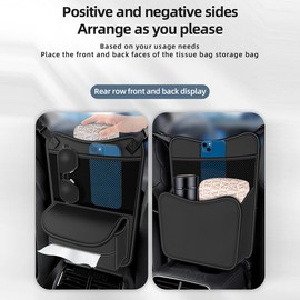 Aublinto Car Organiser Between the Front Seats, Car Seat Storage Organiser, Leather Wallet Holder, Car Console Organiser for Phone Documents Organiser, Car Seat Slot Organiser