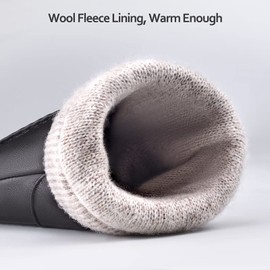 MAGILINK Mens Leather Gloves Touchscreen Texting, Winter Gloves Men Cold Weather with Warm Thermal Wool Fleece Lined, Driving Gloves Men Anti-Slip Motorcycle Cycling(Navy-S)