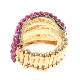 neXxtten Gold Tone Stretch Metal Ring With Crystal Rhinestone R1251-FUS