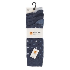 Farah - 5 Pack Mens Thin Breathable Classic Patterned Soft Top Office Cotton Dress Socks (6-11 uk, CS192DENTEL (Polka Dot))