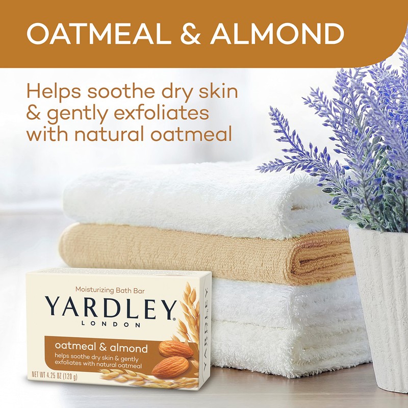 Yardley London Oatmeal and Naturally Moisturizing Bath Bar, Almond (Pack