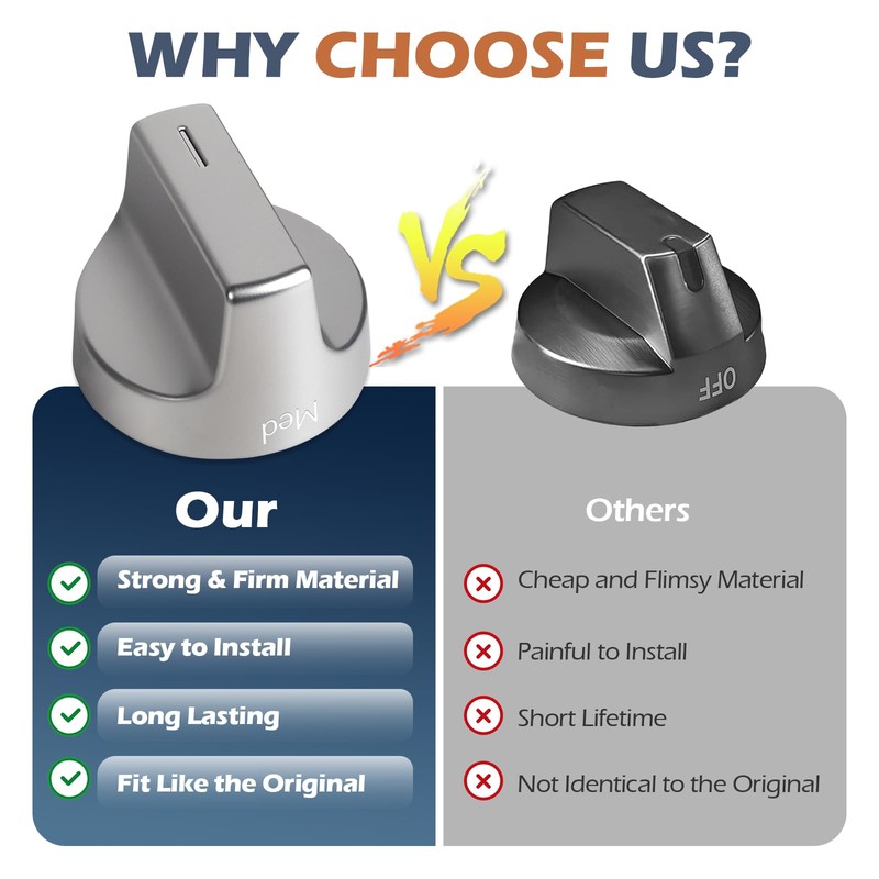 5 Pack Stove Knob Replacement W10850015 W11239985 Compatible with Whirlpool