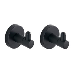 Premium Towel Hooks - Matte Black Bathroom Hook Wall Towel Hooks (2 Pack) - Coat Hooks, Heavy Duty Robe Hook Holder for Bathroom, Kitchen, Garage, Home, Hotel, Office & Cabinet (Matte Black L)