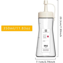 3Pcs Condiment Squeeze Bottles, 350ML Leak Proof Oil Pot with Caps and Measurement, Reusable Plastic Sauces Oil Container Dispenser for Ketchup, BBQ, Grilling, Salad Dressing (1-hole-White)