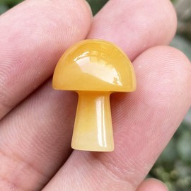 Ladeukoi Ladeukoi 5Pcs Mini Mushroom Shaped Gemstone Statue Figurine, Carved Crystal Stone Mushrooms Crafts for Healing Chakra Reiki Balancing Home Decoration, Yellow Jade