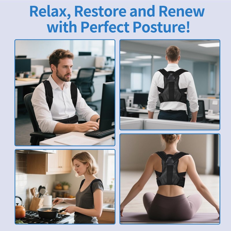 Back Brace Posture Corrector for Women and Men, Adjustable Back